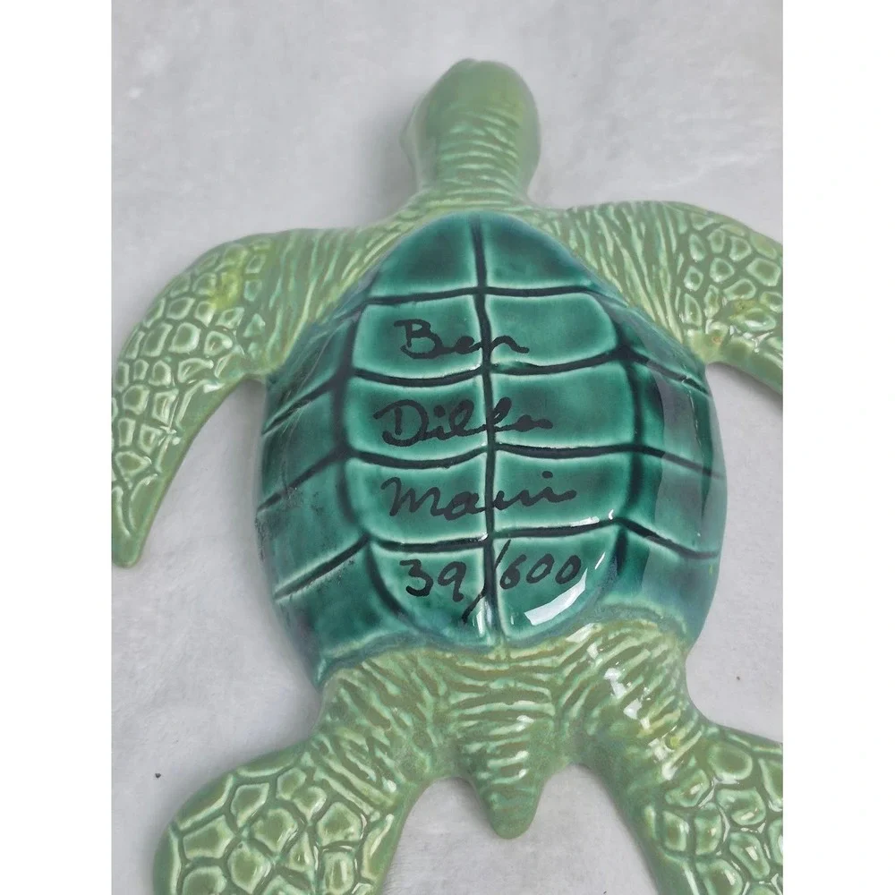 Ben Diller Maui Hawaiian Studio Pottery Ceramic Sea Turtle Dish Limited Edition